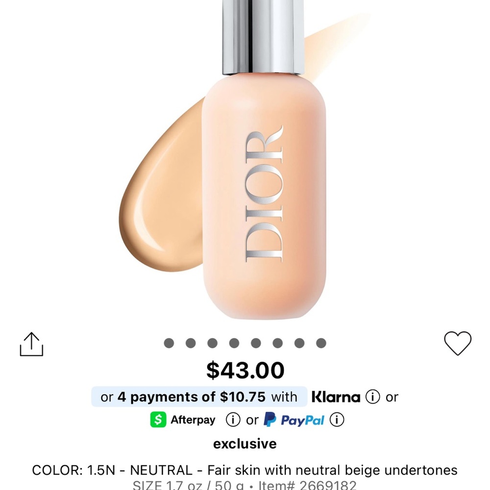 Dior Backstage Face & Body Foundation 1.5N